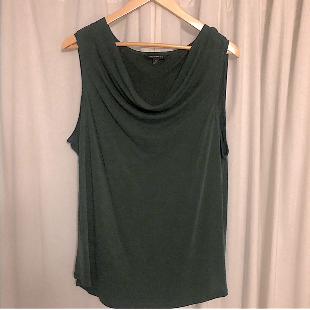 Banana Republic Green Sleeveless Cowl Neck Tank Top